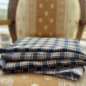 Brown and black plaid woven textured woolen sofa throwwoolen sofa throws